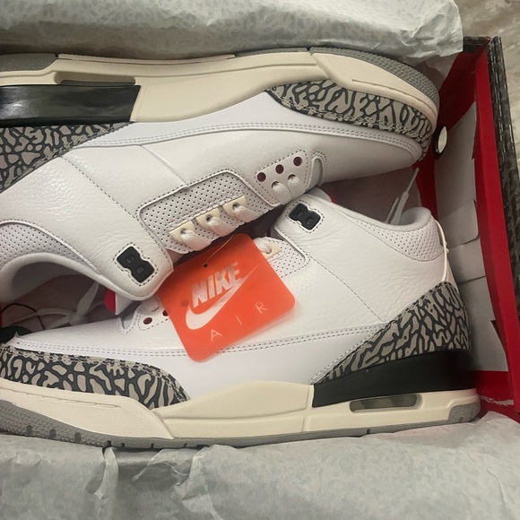 Jordan White and Gray Sneakers with Classic Silhouette. JORDAN 3S REIMAGINED
